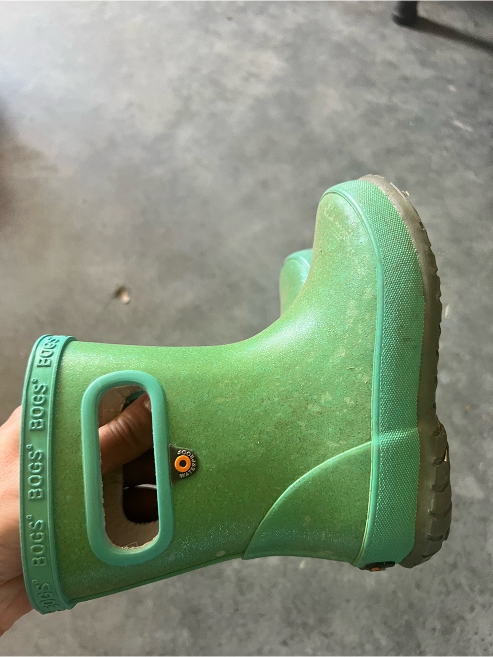 Bogs Kids Green Pull-On Rain Boot with Handles